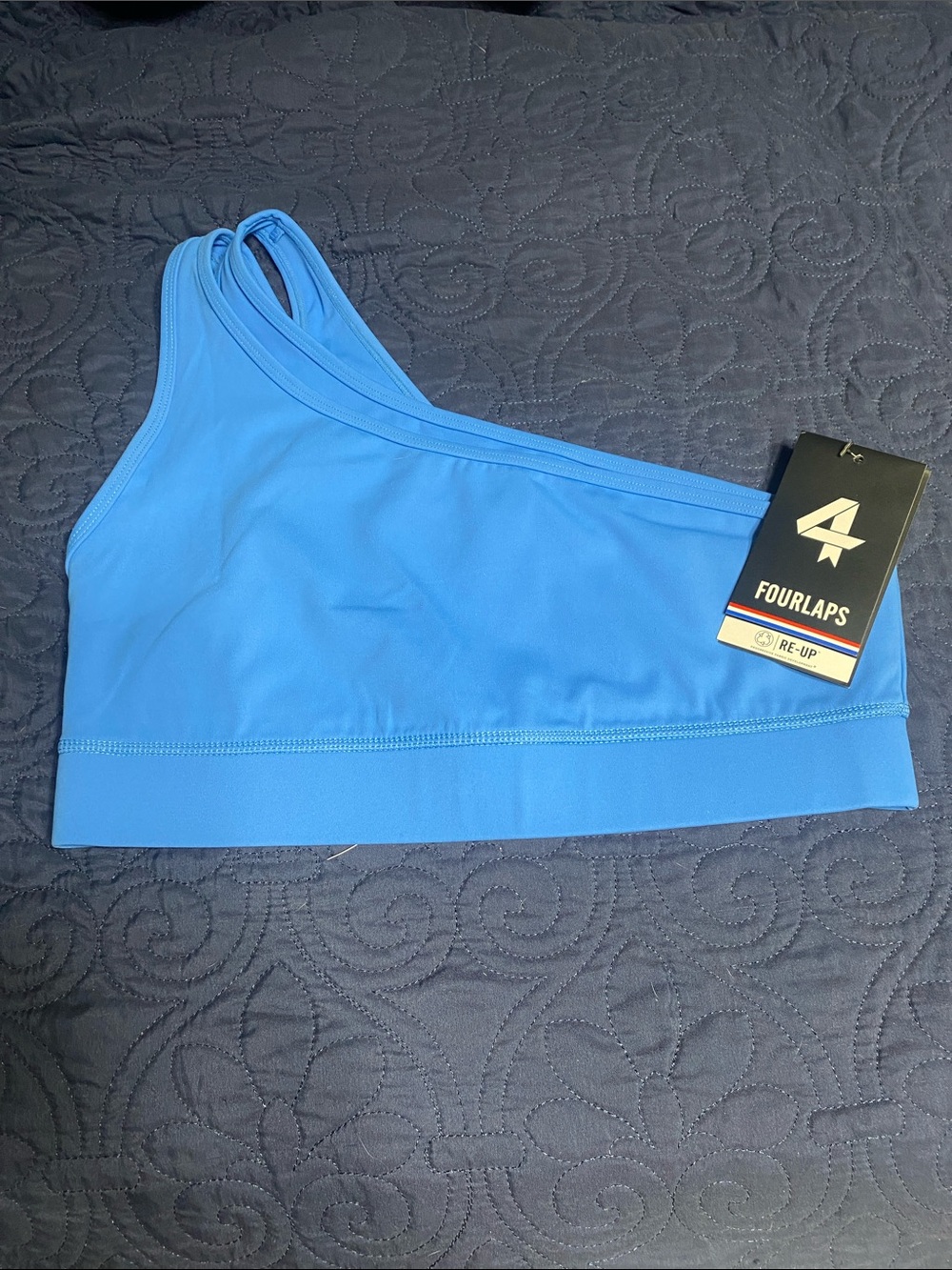 Fourlaps One-Shoulder Blue Athletic Sports Bra Size Medium